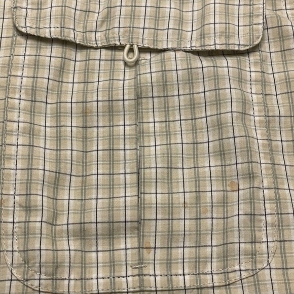 WORLD WIDE SPORTSMAN Mens Long Sleeve Fishing Shirt Plaid Vented Tan/Green M - Picture 5 of 6